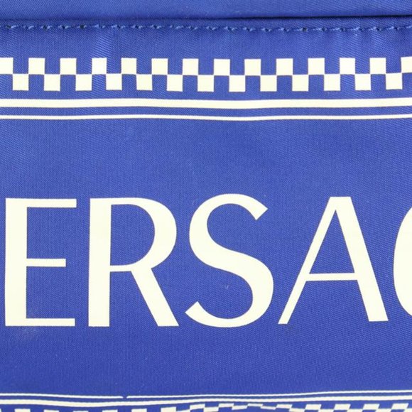 Versace Blue Zaino Stampa Logo Nylon Backpack Travel Bag 39v54s main image 11